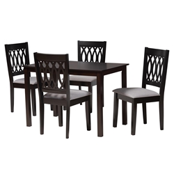Baxton Studio Florencia Modern Grey Fabric and Espresso Brown Finished Wood 5-Piece Dining Set